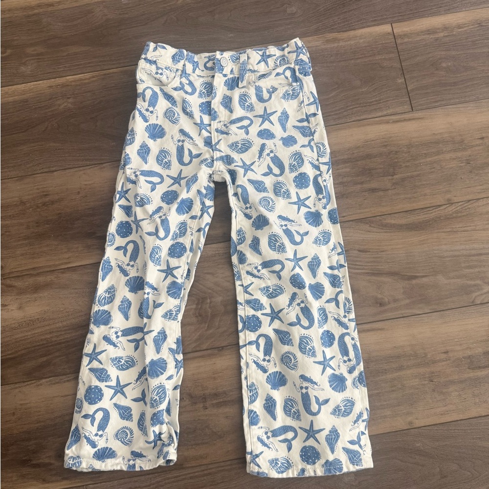 Old Navy Blue and White Seashell Print Pants